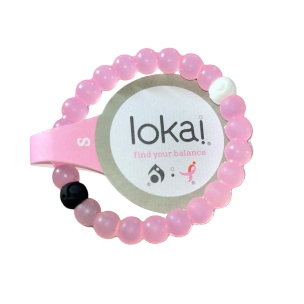 Lokai Pink Stretch Balance Bracelet with Signature Black & White Beads